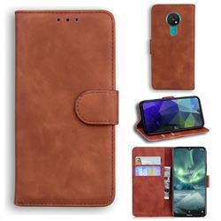 Retro Classic Skin Feel Leather Wallet Phone Case for Nokia 7.2 - Brown