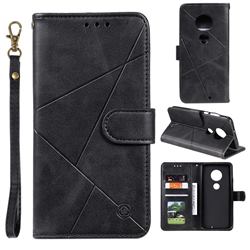 Embossing Geometric Leather Wallet Case for Nokia 7.2 - Black