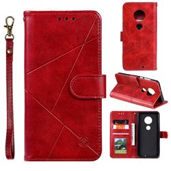 Embossing Geometric Leather Wallet Case for Nokia 7.2 - Red