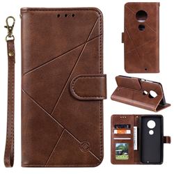 Embossing Geometric Leather Wallet Case for Nokia 7.2 - Brown