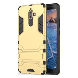 Armor Premium Tactical Grip Kickstand Shockproof Dual Layer Rugged Hard Cover for Nokia 7 Plus - Golden