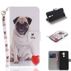 Pug Dog Hand Strap Leather Wallet Case for Nokia 7 Plus