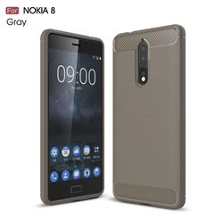 Luxury Carbon Fiber Brushed Wire Drawing Silicone TPU Back Cover for Nokia 8 (Gray)