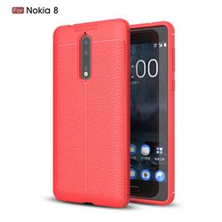 Luxury Auto Focus Litchi Texture Silicone TPU Back Cover for Nokia 8 - Red