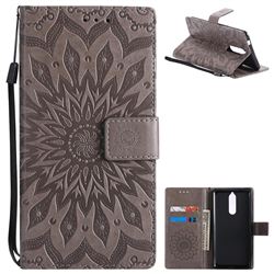 Embossing Sunflower Leather Wallet Case for Nokia 8 - Gray