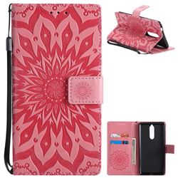 Embossing Sunflower Leather Wallet Case for Nokia 8 - Pink