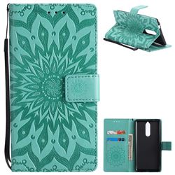 Embossing Sunflower Leather Wallet Case for Nokia 8 - Green