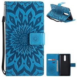 Embossing Sunflower Leather Wallet Case for Nokia 8 - Blue