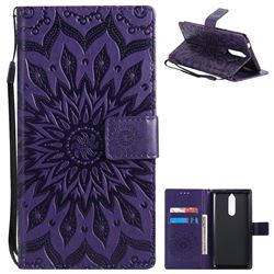 Embossing Sunflower Leather Wallet Case for Nokia 8 - Purple