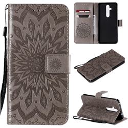 Embossing Sunflower Leather Wallet Case for Nokia 8.1 Plus (Nokia X71) - Gray