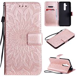 Embossing Sunflower Leather Wallet Case for Nokia 8.1 Plus (Nokia X71) - Rose Gold