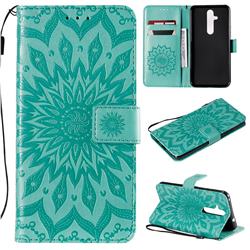 Embossing Sunflower Leather Wallet Case for Nokia 8.1 Plus (Nokia X71) - Green