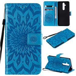 Embossing Sunflower Leather Wallet Case for Nokia 8.1 Plus (Nokia X71) - Blue