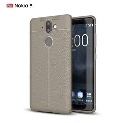 Luxury Auto Focus Litchi Texture Silicone TPU Back Cover for Nokia 9 - Gray