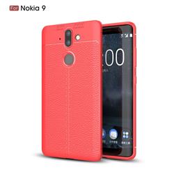 Luxury Auto Focus Litchi Texture Silicone TPU Back Cover for Nokia 9 - Red