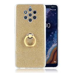 Luxury Soft TPU Glitter Back Ring Cover with 360 Rotate Finger Holder Buckle for Nokia 9 - Golden