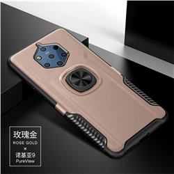 Knight Armor Anti Drop PC + Silicone Invisible Ring Holder Phone Cover for Nokia 9 - Rose Gold