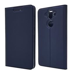 Ultra Slim Card Magnetic Automatic Suction Leather Wallet Case for Nokia 9 - Royal Blue