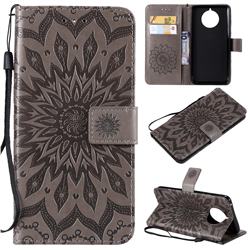 Embossing Sunflower Leather Wallet Case for Nokia 9 PureView - Gray
