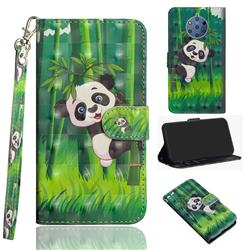 Climbing Bamboo Panda 3D Painted Leather Wallet Case for Nokia 9 PureView