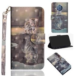 Tiger and Cat 3D Painted Leather Wallet Case for Nokia 9 PureView