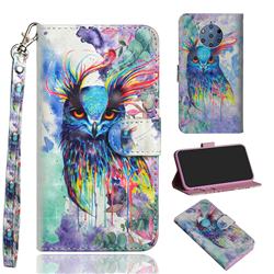 Watercolor Owl 3D Painted Leather Wallet Case for Nokia 9 PureView