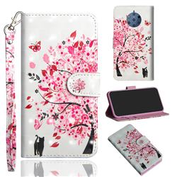 Tree and Cat 3D Painted Leather Wallet Case for Nokia 9 PureView