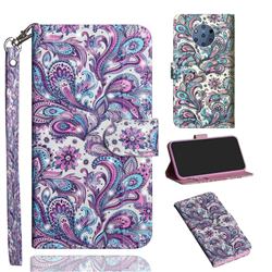 Swirl Flower 3D Painted Leather Wallet Case for Nokia 9 PureView