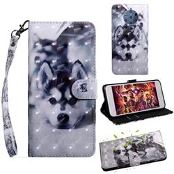 Husky Dog 3D Painted Leather Wallet Case for Nokia 9 PureView