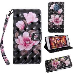Black Powder Flower 3D Painted Leather Wallet Case for Nokia 9 PureView