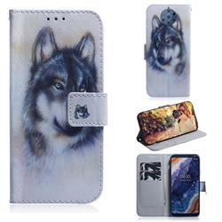 Snow Wolf PU Leather Wallet Case for Nokia 9 PureView