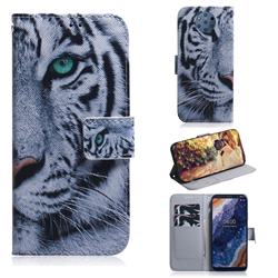 White Tiger PU Leather Wallet Case for Nokia 9 PureView