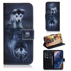 Wolf and Dog PU Leather Wallet Case for Nokia 9 PureView