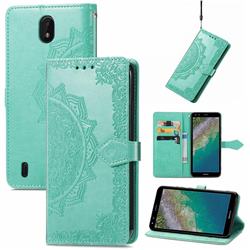 Embossing Imprint Mandala Flower Leather Wallet Case for Nokia C01 Plus - Green