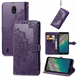 Embossing Imprint Mandala Flower Leather Wallet Case for Nokia C01 Plus - Purple
