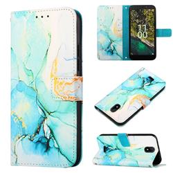 Green Illusion Marble Leather Wallet Protective Case for Nokia C100