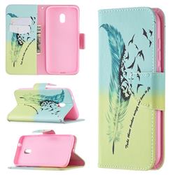 Feather Bird Leather Wallet Case for Nokia C1 Plus