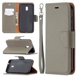 Classic Luxury Litchi Leather Phone Wallet Case for Nokia C1 Plus - Gray