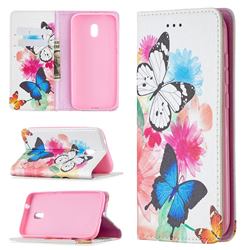 Flying Butterflies Slim Magnetic Attraction Wallet Flip Cover for Nokia C1 Plus