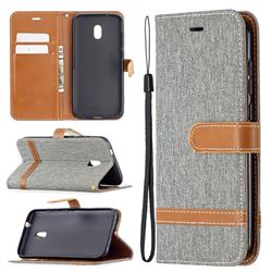 Jeans Cowboy Denim Leather Wallet Case for Nokia C1 Plus - Gray