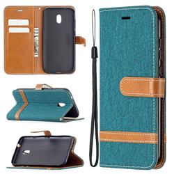 Jeans Cowboy Denim Leather Wallet Case for Nokia C1 Plus - Green