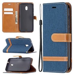 Jeans Cowboy Denim Leather Wallet Case for Nokia C1 Plus - Dark Blue