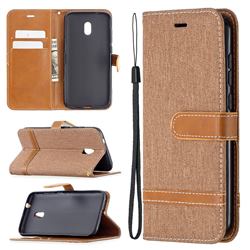 Jeans Cowboy Denim Leather Wallet Case for Nokia C1 Plus - Brown