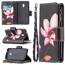Lotus Flower Binfen Color BF03 Retro Zipper Leather Wallet Phone Case for Nokia C1 Plus