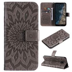 Embossing Sunflower Leather Wallet Case for Nokia C20 - Gray