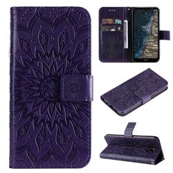 Embossing Sunflower Leather Wallet Case for Nokia C20 - Purple