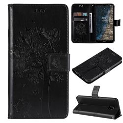 Embossing Butterfly Tree Leather Wallet Case for Nokia C20 - Black