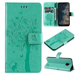 Embossing Butterfly Tree Leather Wallet Case for Nokia C20 - Cyan