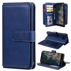 Multi-function Ten Card Slots and Photo Frame PU Leather Wallet Phone Case Cover for Nokia C20 - Dark Blue