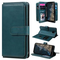 Multi-function Ten Card Slots and Photo Frame PU Leather Wallet Phone Case Cover for Nokia C20 - Dark Green